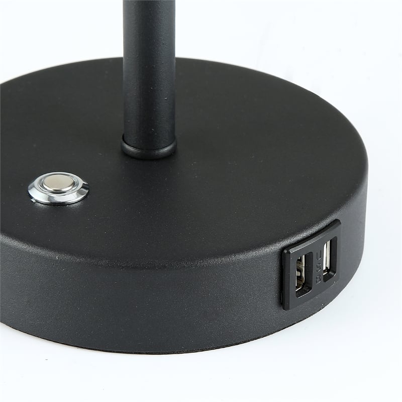 17 in. Modern White Metal Table Lamp with USB Port