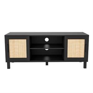 oxford 44.8 in. black rattan tv stand fits tv's up to 52 in.