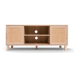 oxford 44.8 in. oak rattan tv stand fits tv's up to 52 in.