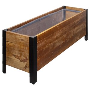 grapevine rectangle modern wood urban garden planter in brown and black
