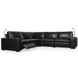 moroni clifford full leather sectional mid-century 5pcs charcoal