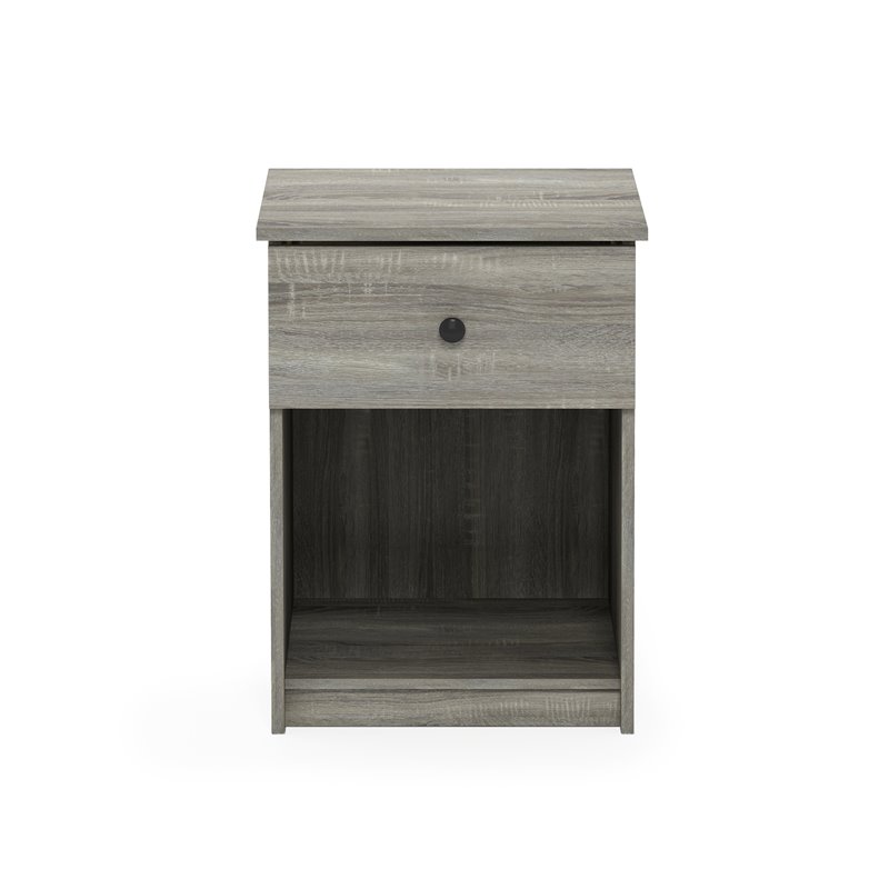 Furinno Lucca Engineered Wood Nightstand with One Drawer in French Oak Gray