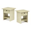 Furinno DARIO Wood End Table with Storage Shelf in Ivory/Cream (Set of 2)