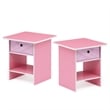 Furinno DARIO Wood End Table with Storage Shelf in Light Pink (Set of 2)