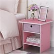 Furinno DARIO Wood End Table with Storage Shelf in Light Pink (Set of 2)