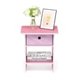 Furinno DARIO Wood End Table with Storage Shelf in Light Pink (Set of 2)