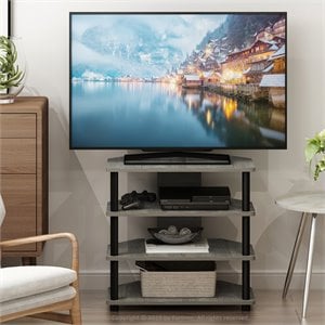 Furinno ECON Wood 4-Tier Petite TV Stand for TV up to 25&quot in French Oak Gray