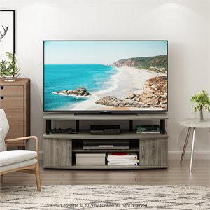 Furinno JAYA Wood Entertainment Center for TV up to 55&quot in French Oak Gray/Black
