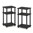 Furinno JUST Turn-N-Tube Wood 3-Tier End Table in Black (Set of 2)