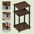 Furinno JUST Turn-N-Tube Wood 3-Tier End Table in Columbia Walnut (Set of 2)