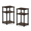 Furinno JUST Turn-N-Tube Wood 3-Tier End Table in Columbia Walnut (Set of 2)