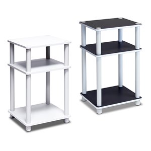 furinno just turn-n-tube wood 3-tier end table in white/espresso (set of 2)