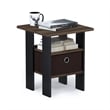 Furinno ANDREY Engineered Wood End Table with Bin Drawer in Walnut (Set of 2)