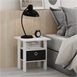 Furinno ANDREY Engineered Wood End Table with Bin Drawer in White (Set of 2)