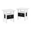 Furinno ANDREY Engineered Wood End Table with Bin Drawer in White (Set of 2)