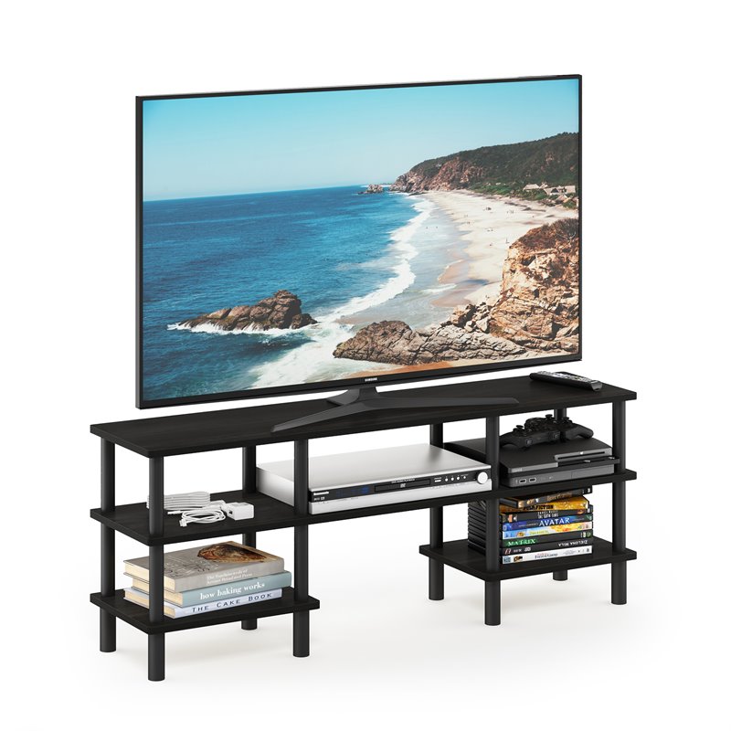 Furinno TURN-N-TUBE Wood 3-Tier Wide Shelf TV Stand for TV up to 47