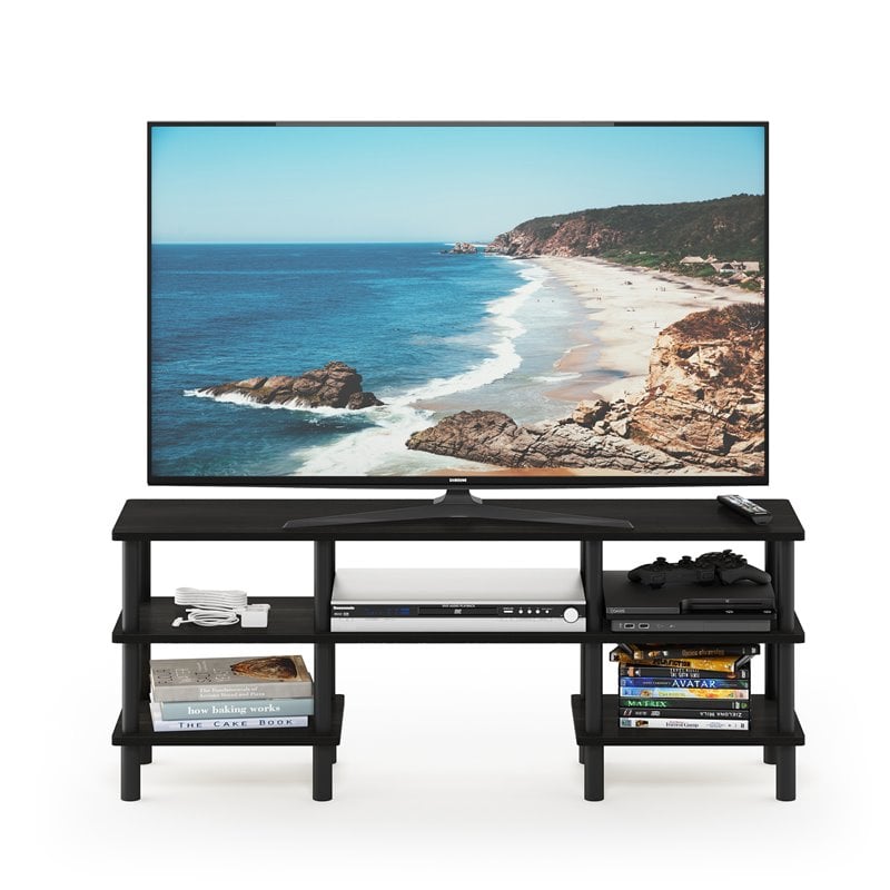 Furinno TURN-N-TUBE Wood 3-Tier Wide Shelf TV Stand for TV up to 47