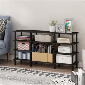 Furinno TURN-N-TUBE Wood 4-Tier Wide Shelf TV Stand for TV up to 47&quot in Espresso