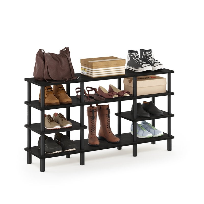 Furinno TURN-N-TUBE Wood 4-Tier Wide Shelf TV Stand for TV up to 47