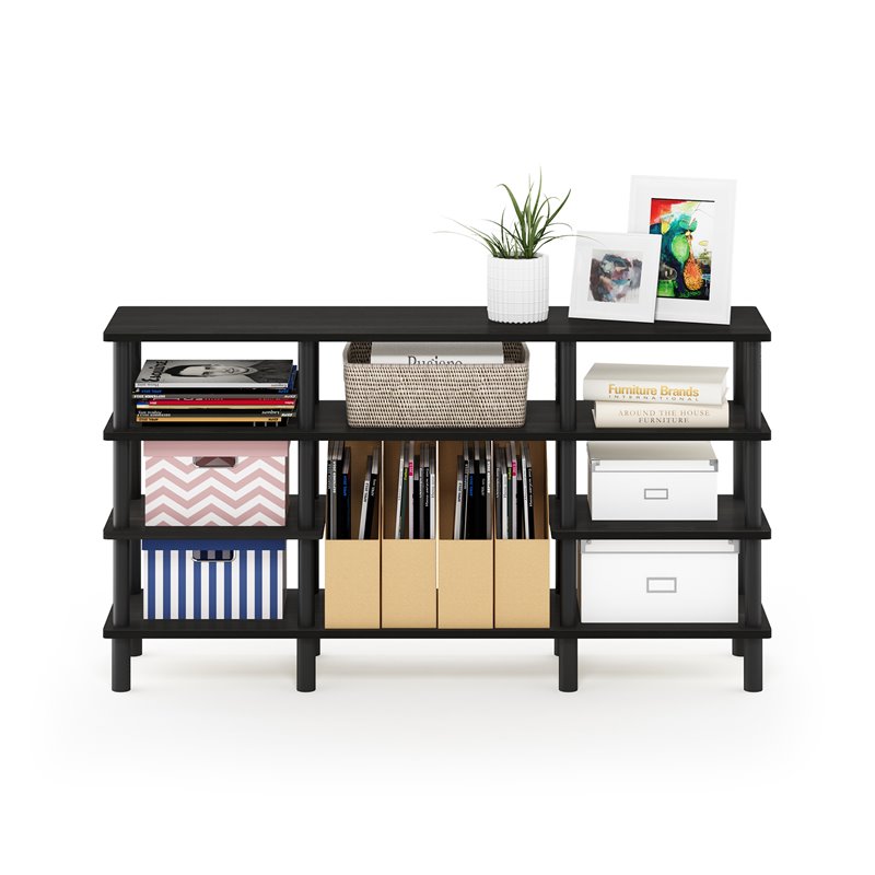 Furinno TURN-N-TUBE Wood 4-Tier Wide Shelf TV Stand for TV up to 47