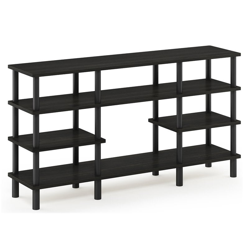 Furinno TURN-N-TUBE Wood 4-Tier Wide Shelf TV Stand for TV up to 47