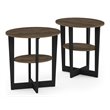 Furinno JAYA Engineered Wood Oval End Table in Columbia Walnut/Black (Set of 2)
