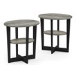 Furinno JAYA Engineered Wood Oval End Table in French Oak Gray/Black (Set of 2)