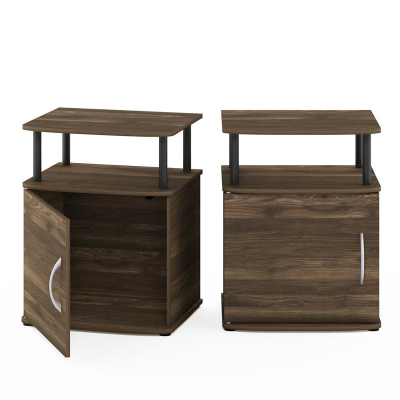Furinno JAYA Engineered Wood End Table in Columbia Walnut/Black (Set of 2)