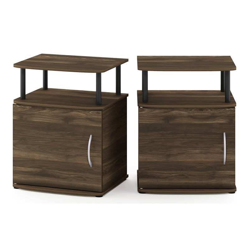 Furinno JAYA Engineered Wood End Table in Columbia Walnut/Black (Set of 2)
