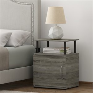 Furinno JAYA Engineered Wood End Table in French Oak Gray/Black (Set of 2)