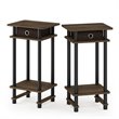 Furinno TURN-N-TUBE Engineered Wood End Table with Bin in Walnut (Set of 2)