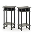 Furinno TURN-N-TUBE Engineered Wood End Table with Bin in Oak Gray (Set of 2)