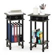 Furinno TURN-N-TUBE Engineered Wood End Table with Bin in Oak Gray (Set of 2)