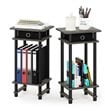 Furinno TURN-N-TUBE Engineered Wood End Table with Bin in Oak Gray (Set of 2)