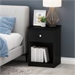 Furinno Lucca Engineered Wood Nightstand with One Drawer in Black Oak (Set of 2)