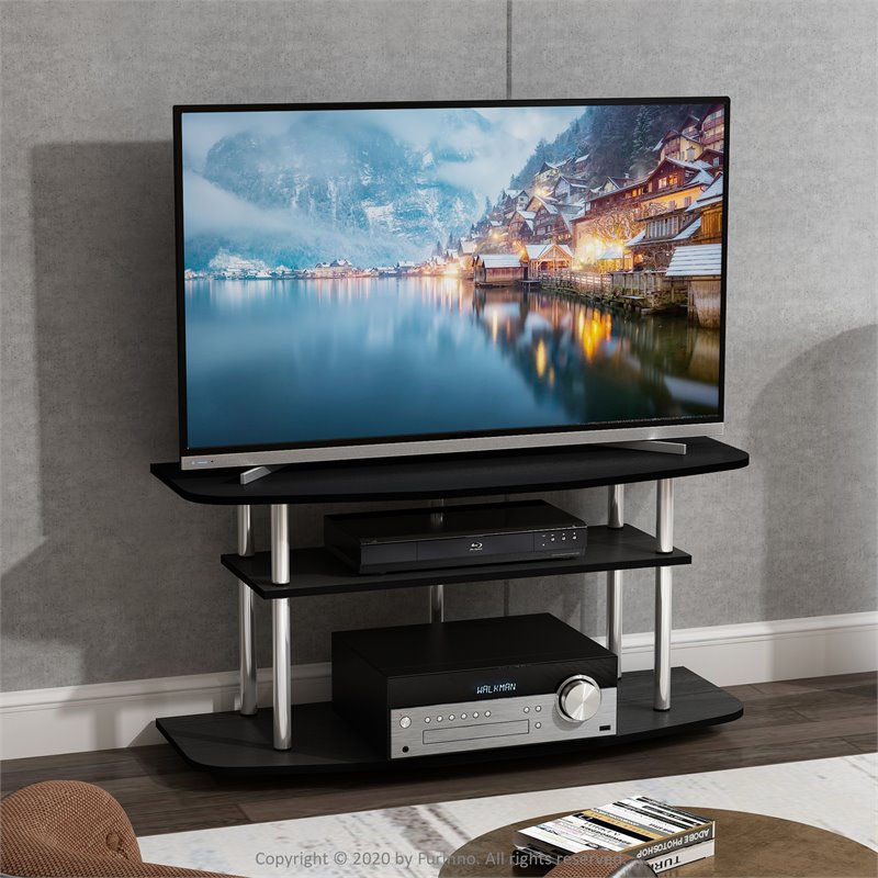 Furinno Frans Turn-N-Tube Wood 3-Tier TV Stand for TV up to 50