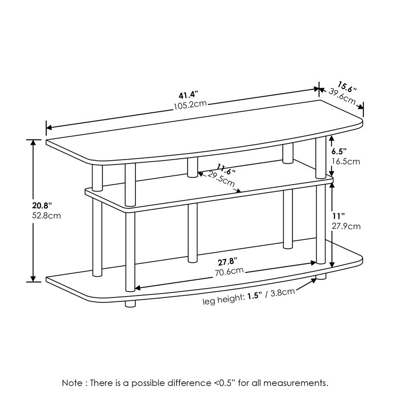 Furinno Frans Turn-N-Tube Wood 3-Tier TV Stand for TV up to 50