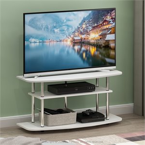 Furinno Frans Turn-N-Tube Wood 3-Tier TV Stand for TV up to 50&quot in White