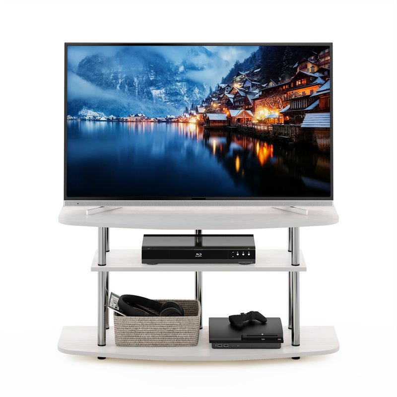 Furinno Frans Turn-N-Tube Wood 3-Tier TV Stand for TV up to 50