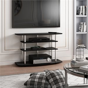 Furinno Frans Turn-N-Tube Wood 4-Tier TV Stand for TV up to 50&quot in Black