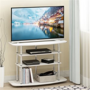 Furinno Frans Turn-N-Tube Wood 4-Tier TV Stand for TV up to 50&quot in White