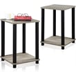 Furinno TURN-N-TUBE Engineered Wood End Table in Oak Gray/Black (Set of 2)
