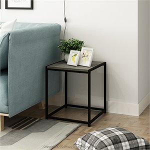 Furinno CAMNUS Contemporary Engineered Wood Living End Table in French Oak Gray