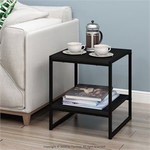 Furinno CAMNUS Engineered Wood Living 2-Tier End Table in Americano Black