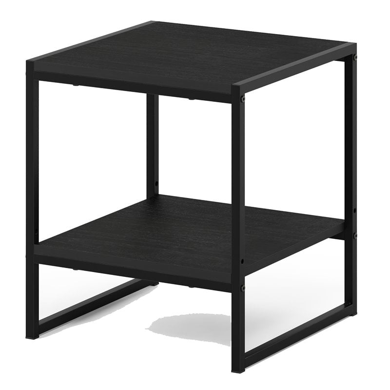 Furinno CAMNUS Engineered Wood Living 2-Tier End Table in Americano Black