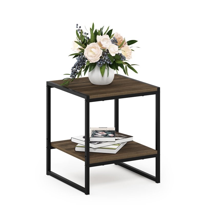 Furinno CAMNUS Engineered Wood Living 2-Tier End Table in Columbia Walnut