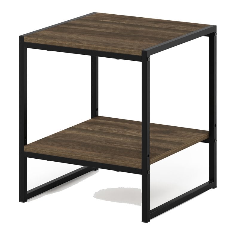 Furinno CAMNUS Engineered Wood Living 2-Tier End Table in Columbia Walnut