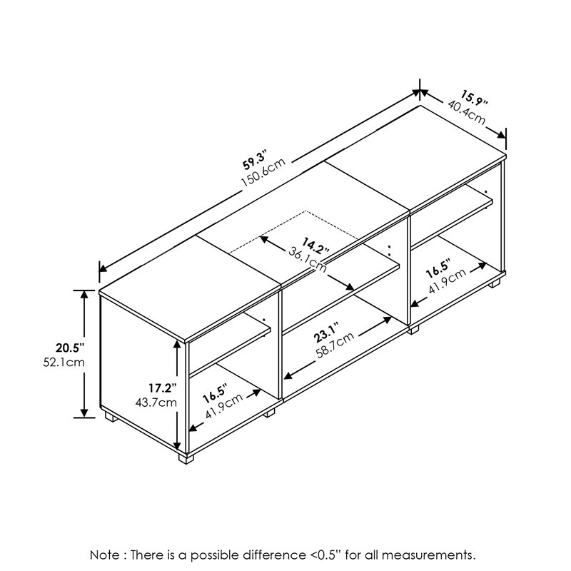 Furinno Montale Wood TV Stand with Shelves for TV up to 65