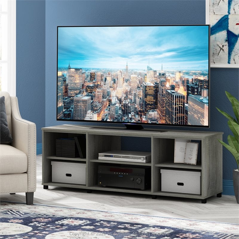 Furinno Montale Wood TV Stand with Shelves for TV up to 65