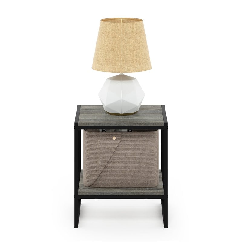 Furinno CAMNUS Engineered Wood Living 2-Tier End Table in French Oak Gray